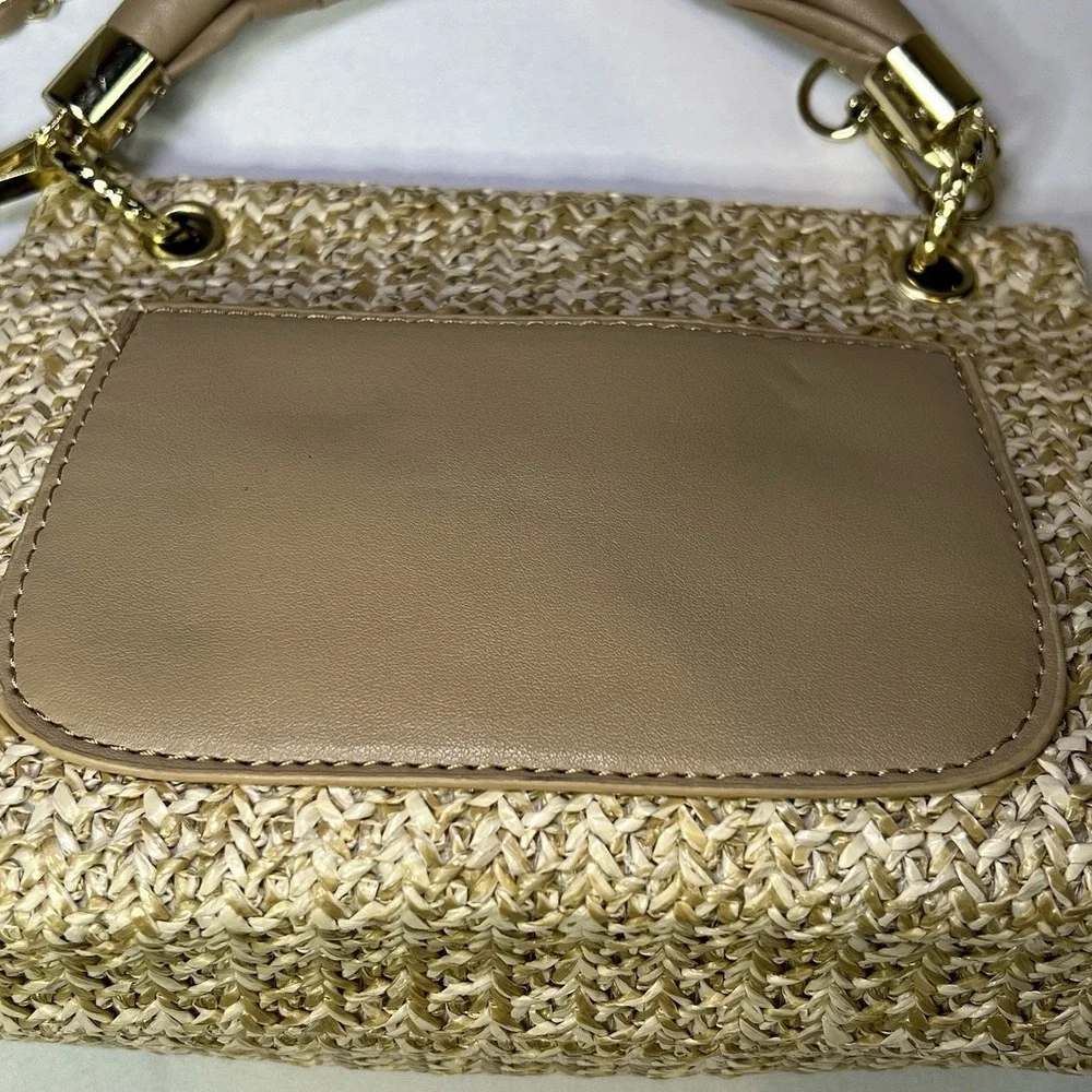 Straw Clutch Evening Handbag for Women Woven Straw Dumpling Bag Summer Khaki‎